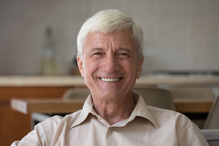 Portrait of older male patient smiling after dental treatment at Vaccaro Aesthetic and Family Dentistry, General Dentistry in Green Village, NJ